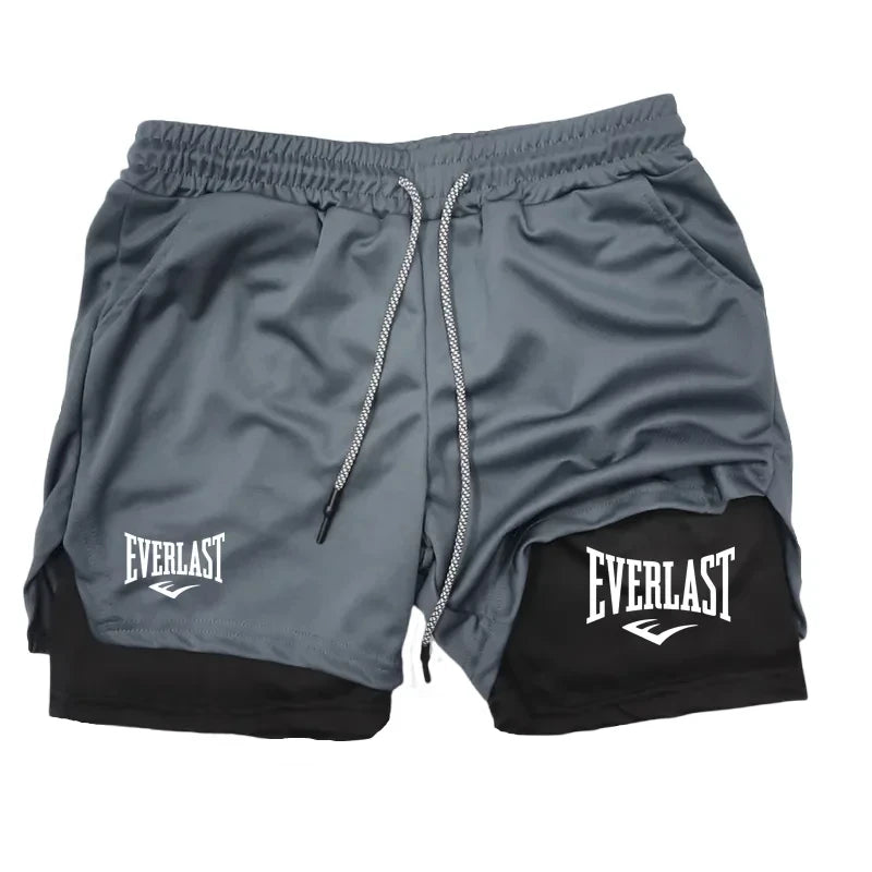 Shorts Masculinos 2 em 1 para Corrida, Shorts Esportivos de Dupla Camada, Roupas de Ginástica para Treino e Corrida leve e confortável fit
